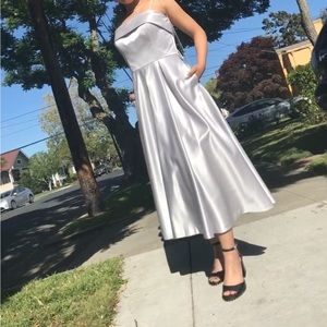 Strapless Satin Party Dress